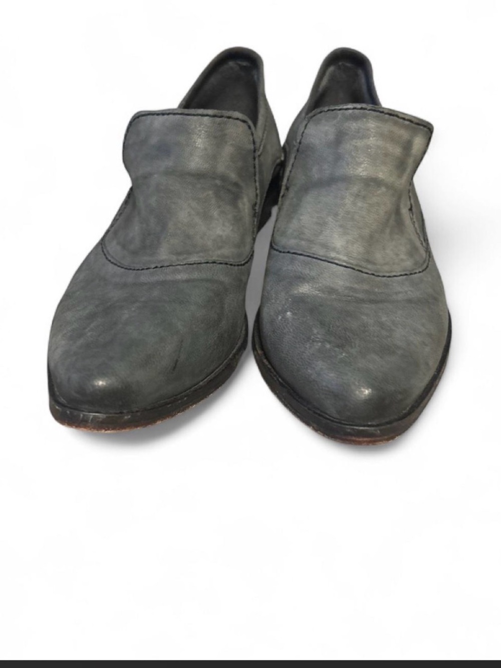 Free People Brady Leather Pointed Toe Loafers Carbon Gray - Size 38